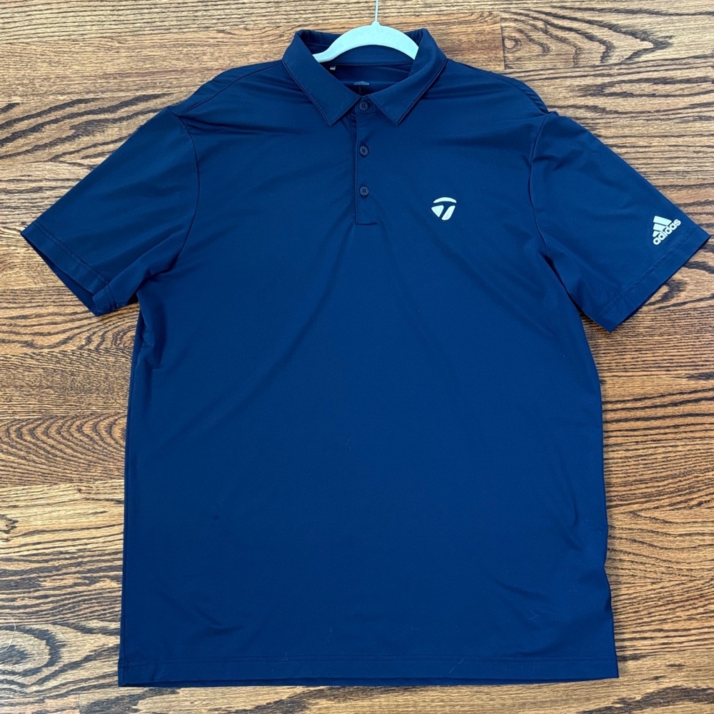 Adidas TaylorMade Navy Blue PrimeGreen Golf Polo Shirt Men’s Size Large